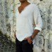 Men's V-neck Linen Long Sleeve Shirt