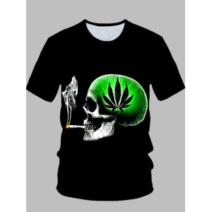 Men Street O Neck Print Green T-shirt